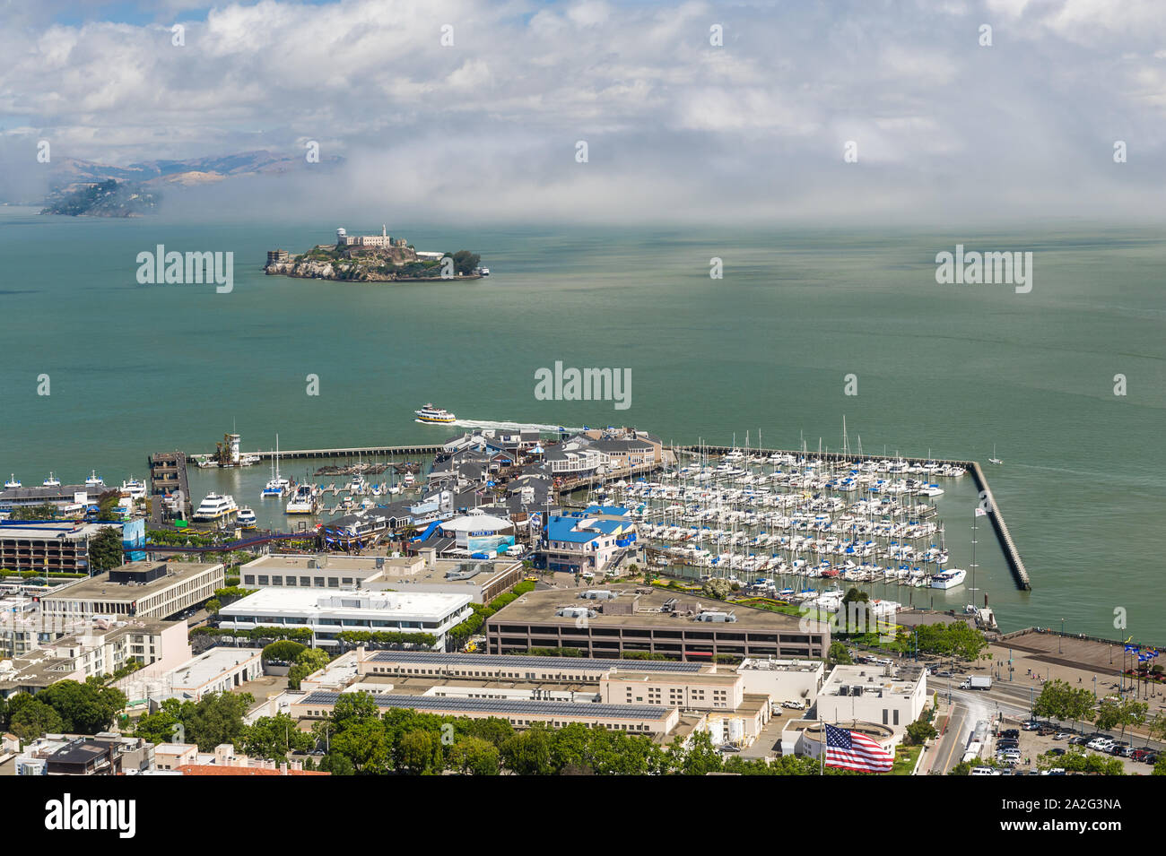 San Francisco, USA, 28 May 2013: Bay area with Alcatrax Island in view. Stock Photo