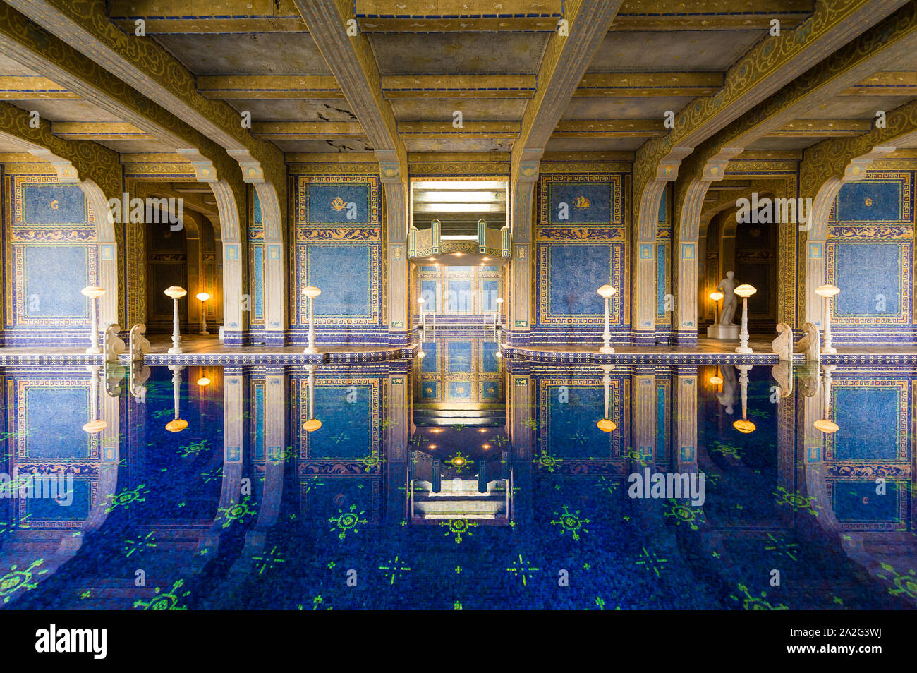 California, USA, 09 Jun 2013: Luxurious swimming pool in Hearst Castle, which is a National and California Historical Landmark opened for public tours Stock Photo