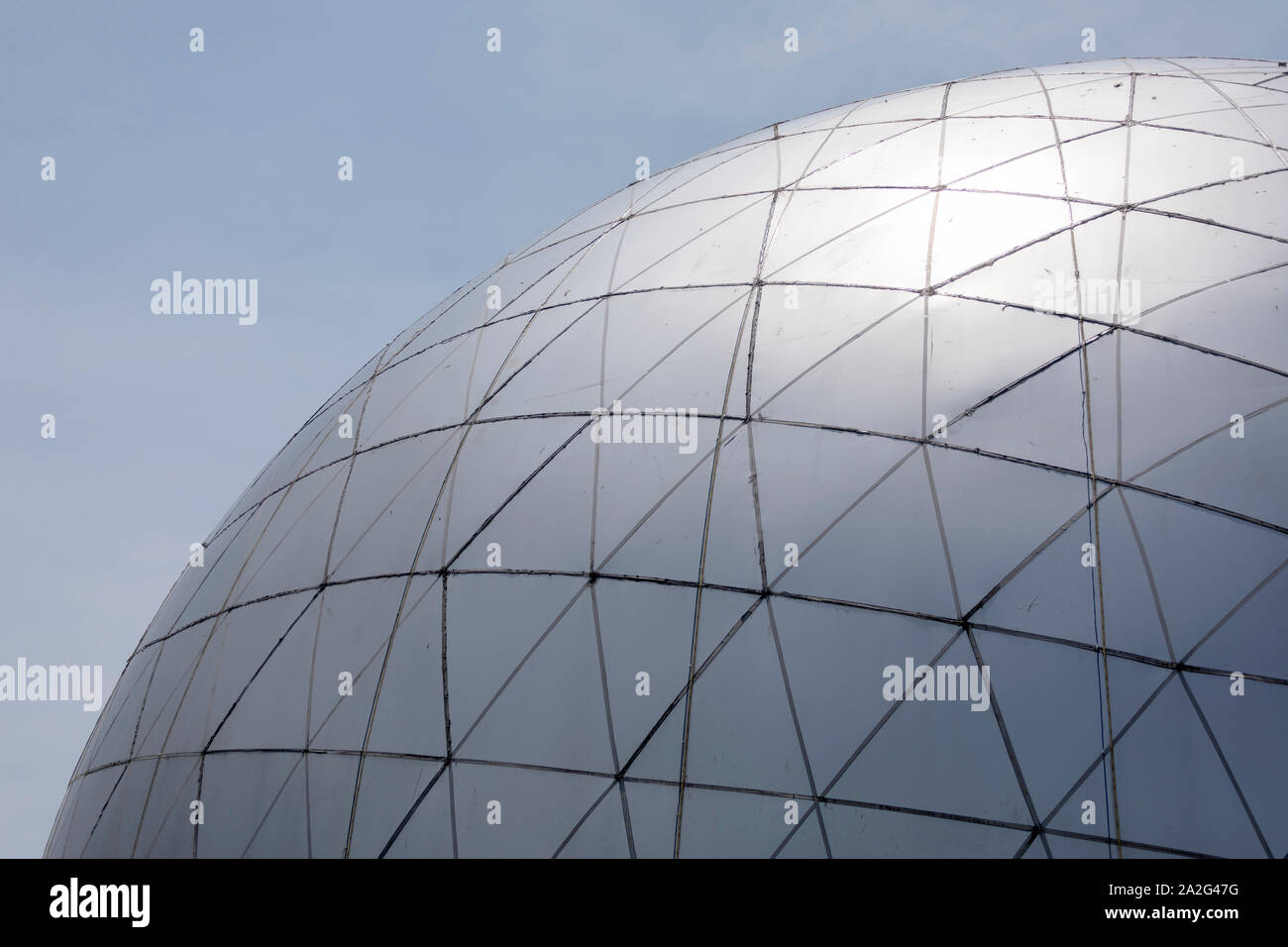 Space age modern silver dome structure with hexagonal and triangular ...