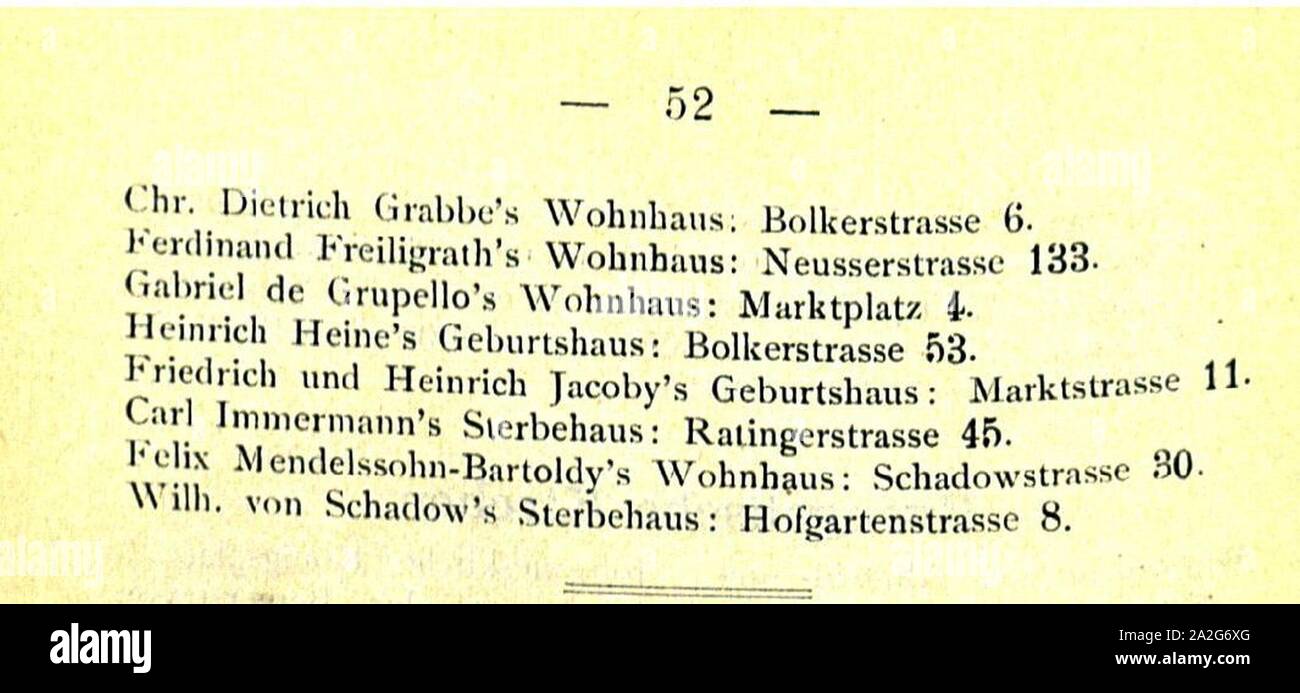 Emil Hess (Hrsg.), Fuehrer durch Duesseldorf und das Bergische Land, 2. Auflage, Düsseldorf 1902, S.52. Stock Photo