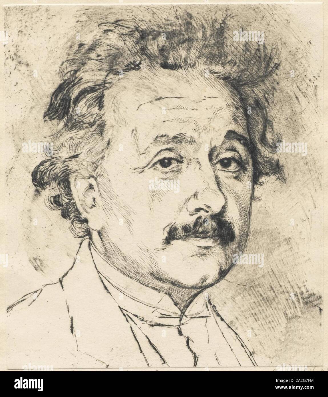 Emil Orlik Albert Einstein etching 1923 cropped Stock Photo - Alamy