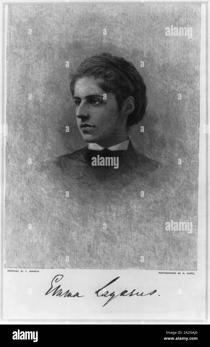 Emma Lazarus - engraved by T. Johnson ; Stock Photo