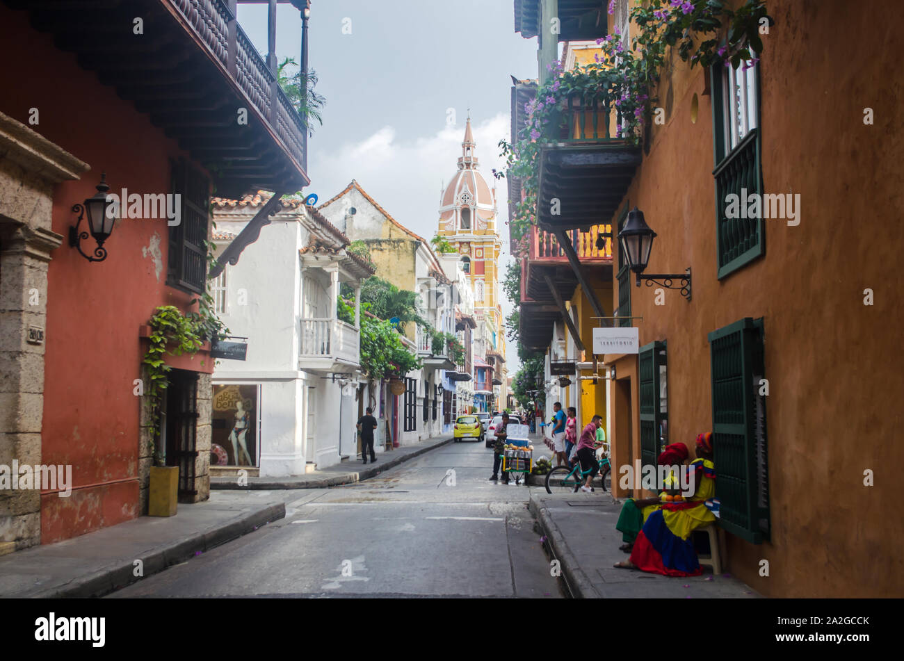 Scene of daily life in Cartagena during in afternoons before the sun goes down Stock Photo