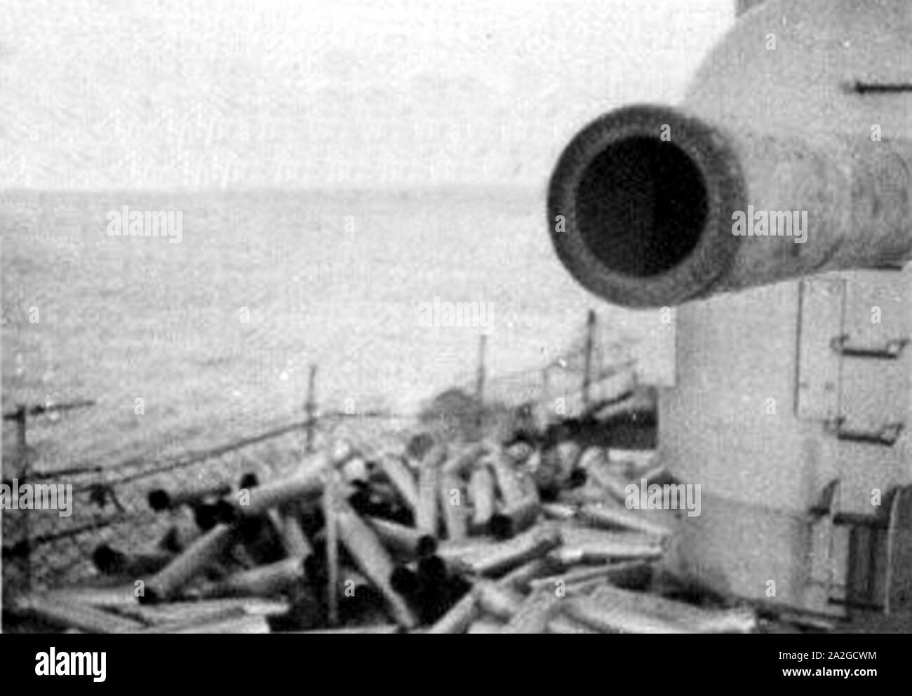 Empty cartiges on USS Edson (DD-946) off Vietnam 1968. Stock Photo