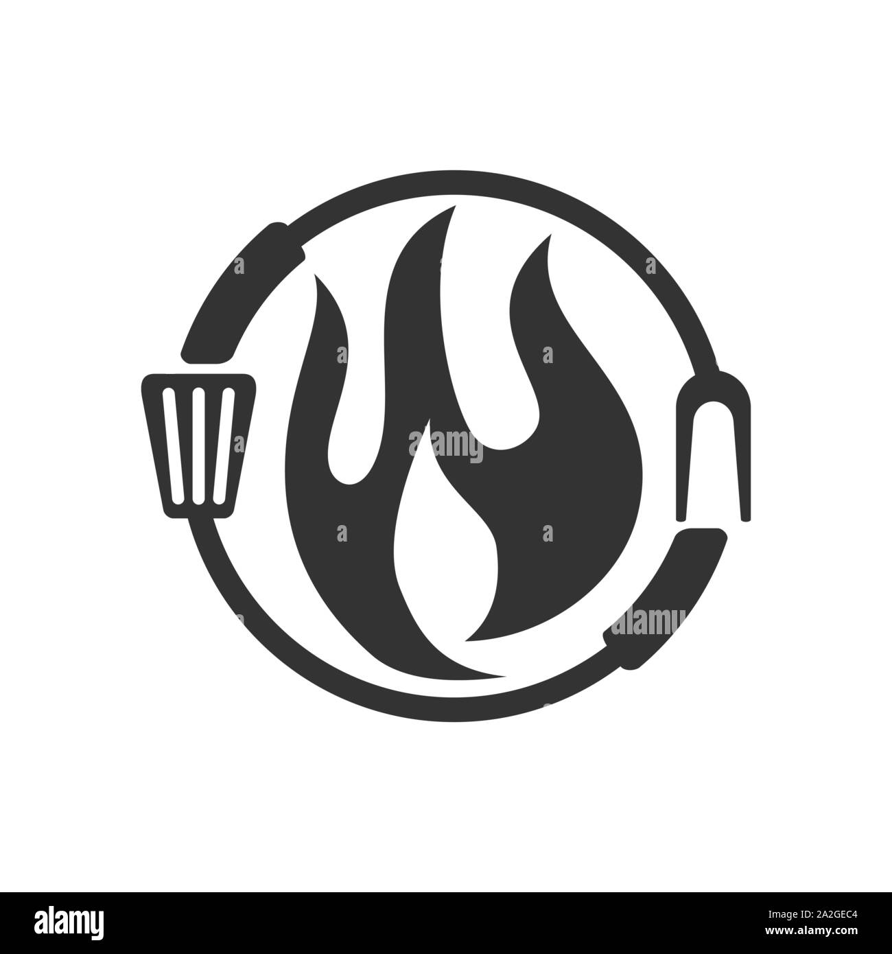 Barbecue Fire Fork Spatula logo template vector badge Design Stock ...
