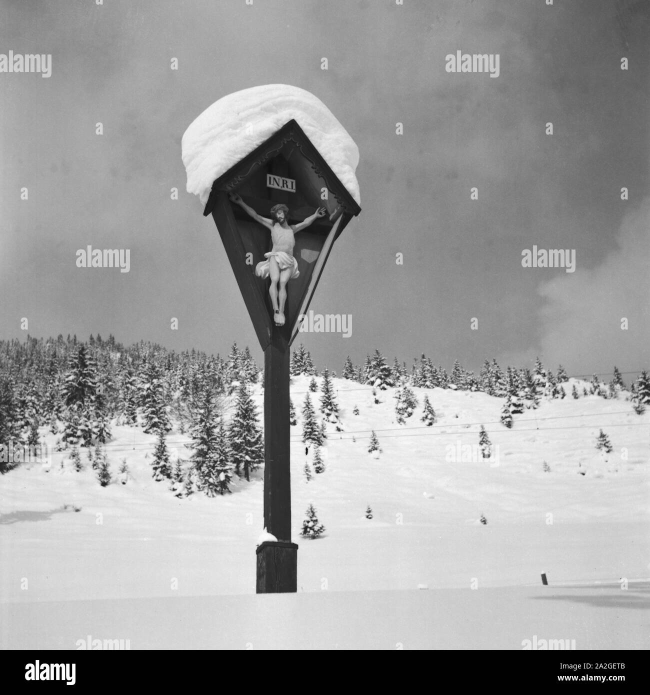 Skiausflug nach Immenstadt im Allgäu, Deutschland 1930er Jahre. Skiing vacation to Immenstadt in the Allgaeu area, Germany 1930s. Stock Photo