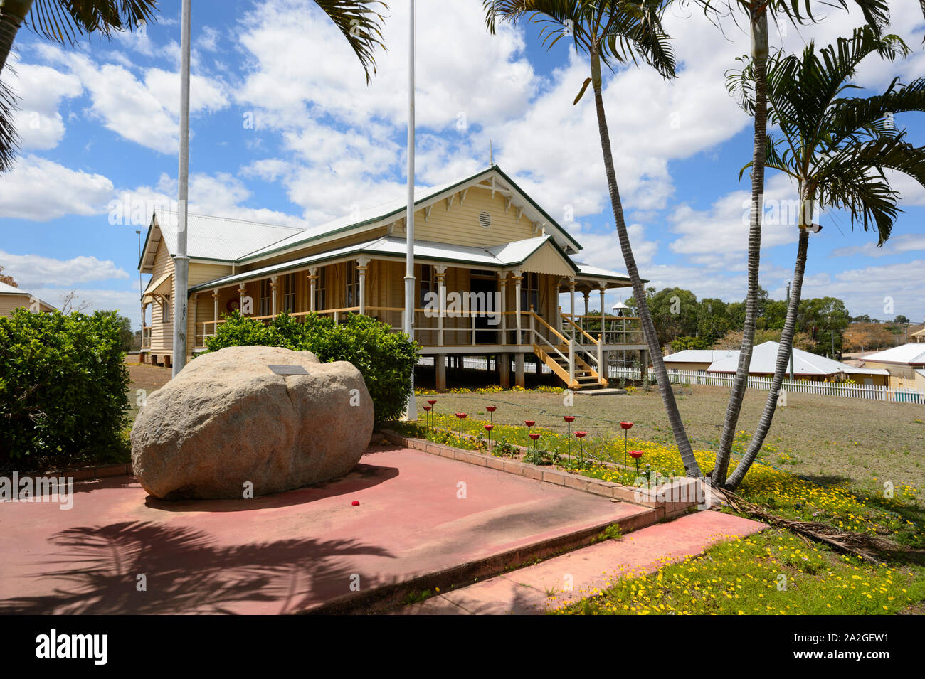 Exterior of the Court House, a museum part of the Australian Heritage in the rural small town of Ravenswood, Queensland, QLD, Australia Stock Photo