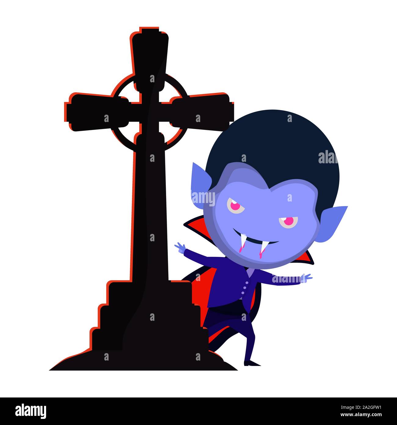 cute little boy with dracula costume and graveyard Stock Vector Image ...