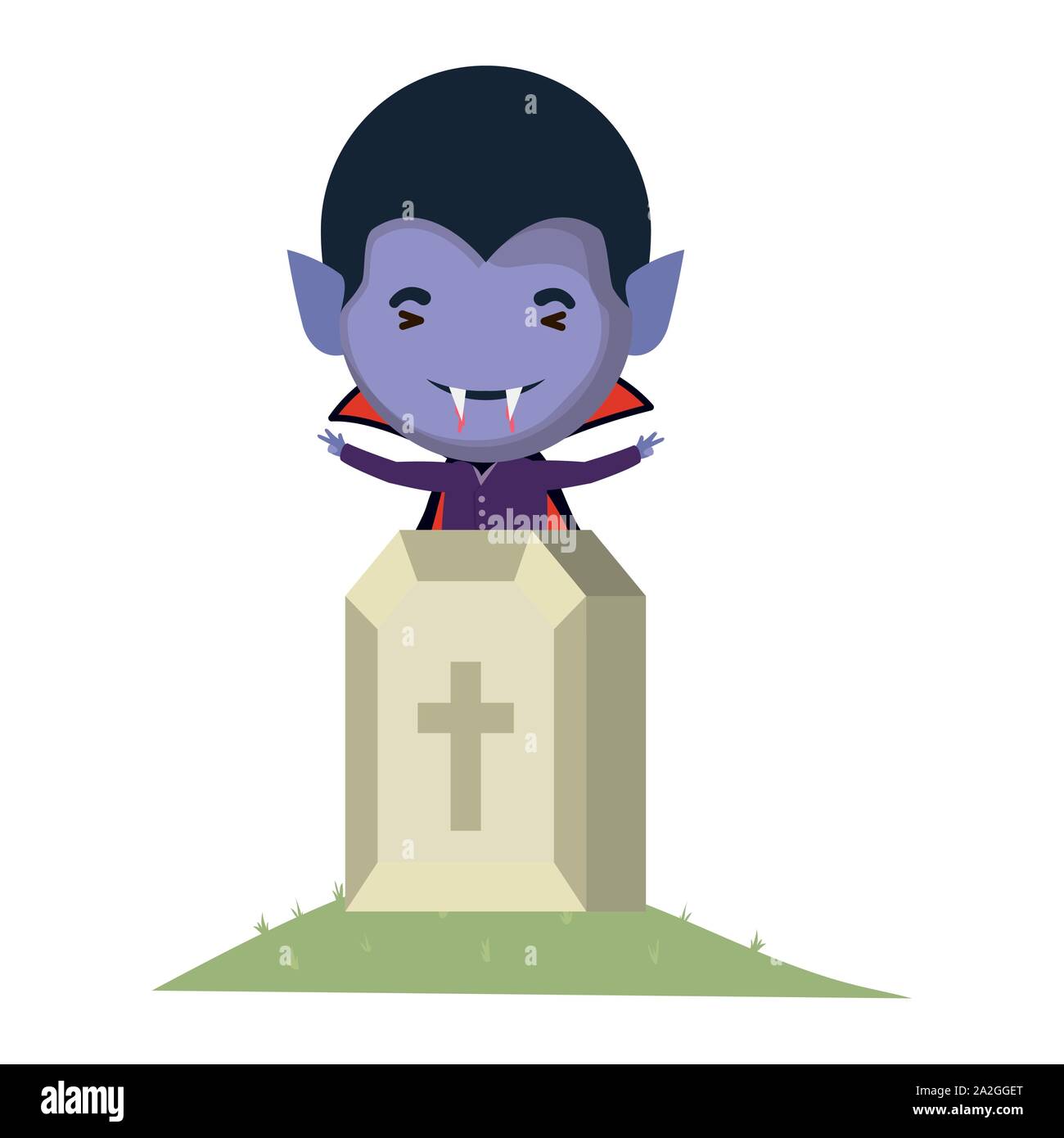 cute little boy with dracula costume and graveyard Stock Vector Image ...