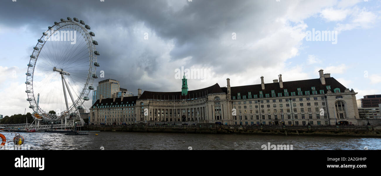 County Hall and London Eye Stock Photo - Alamy