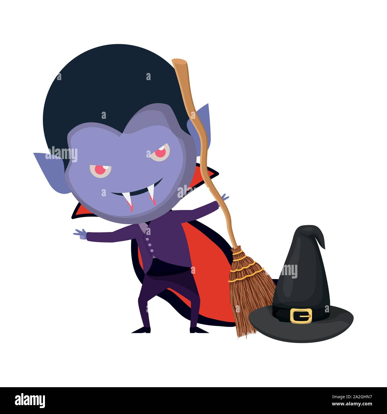 cute little boy with dracula costume and witch hat Stock Vector Image ...