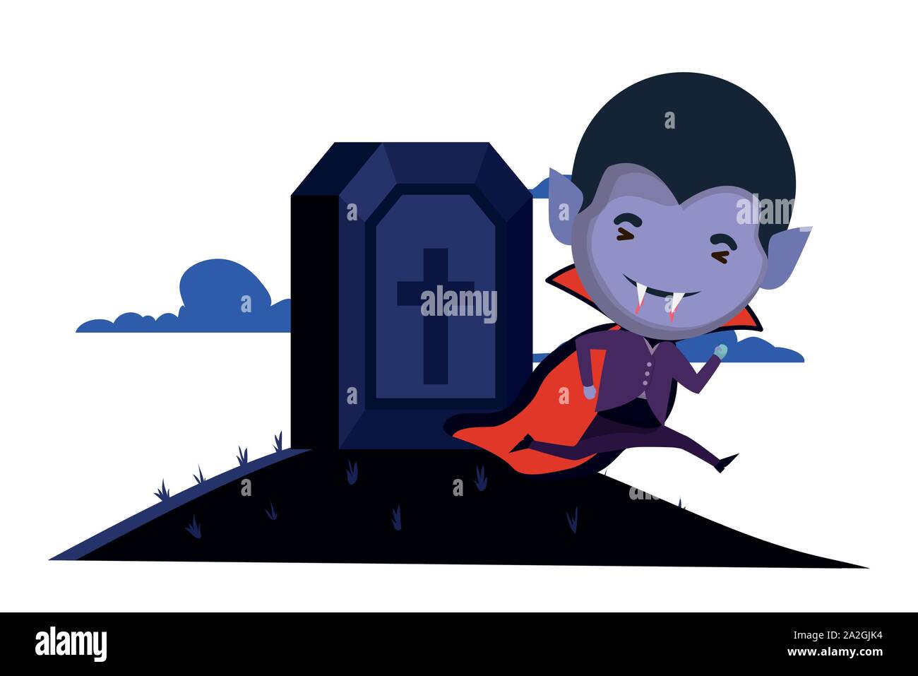 cute little boy with dracula costume and graveyard Stock Vector Image ...