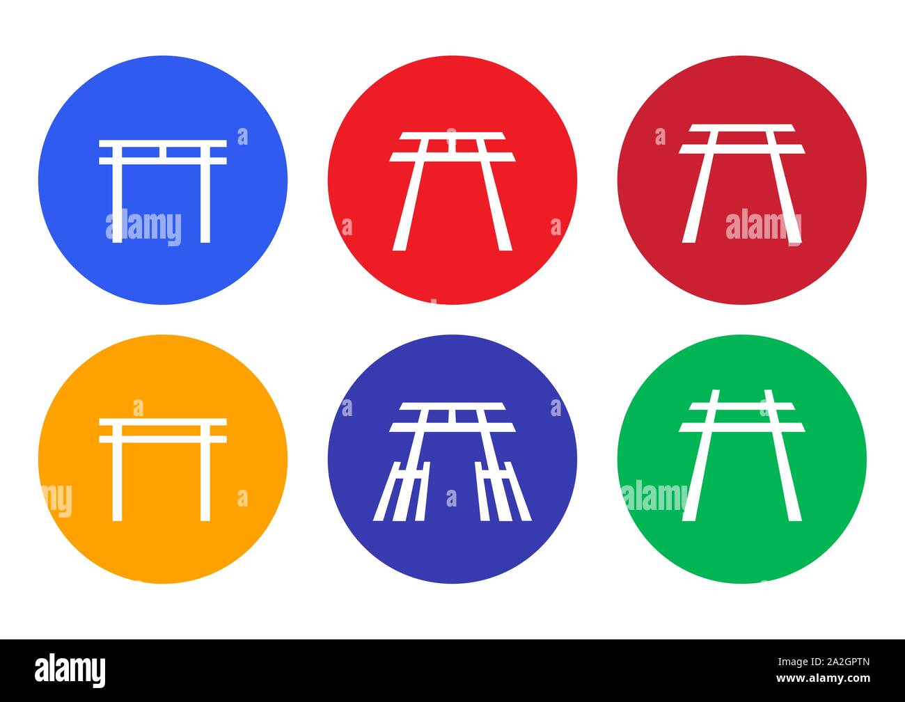 Set of Japanese Shrine icon and symbol, vector art Stock Vector