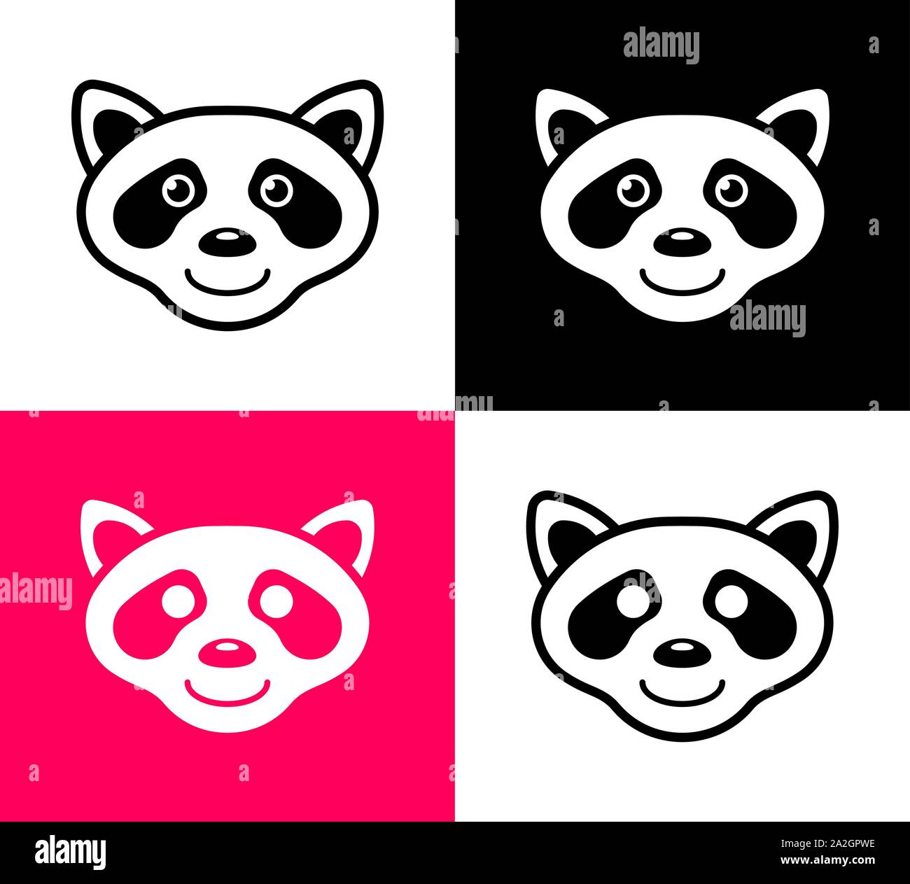 Set of raccoon icons in simple flat design, vector art Stock Vector ...