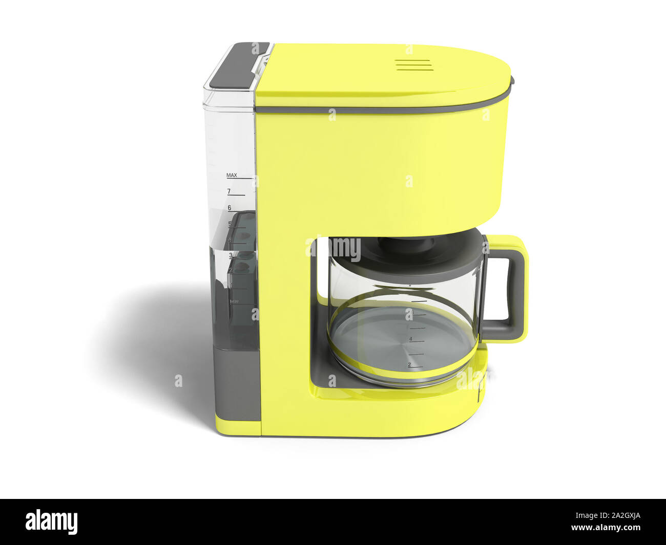 Modern yellow coffee machine with a kettle for brewing coffee 3d