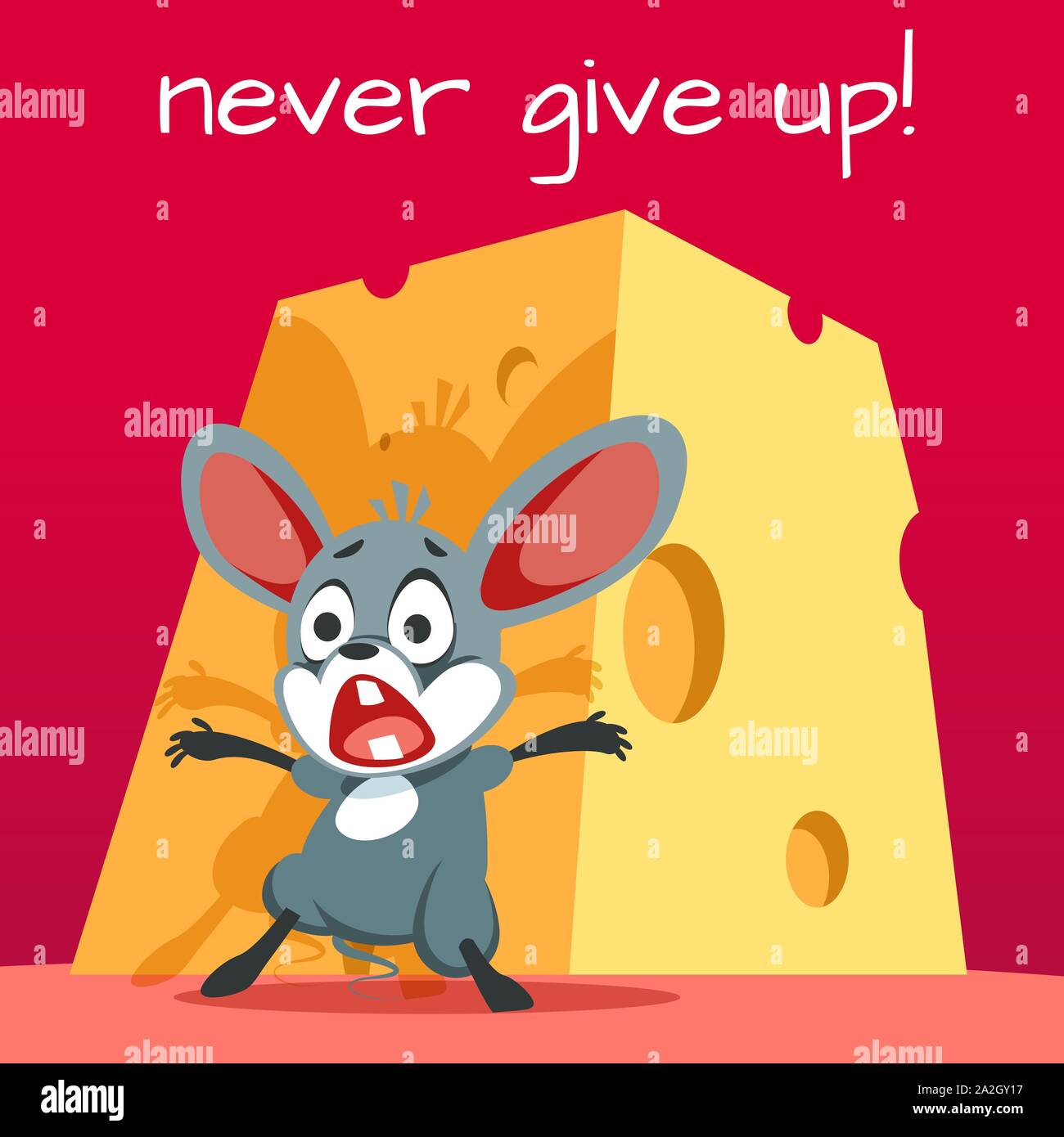 Brave mouse protects his cheese. Vector Motivational and inspirational  typography poster with quote. Never give up. Concept images Stock Vector  Image & Art - Alamy