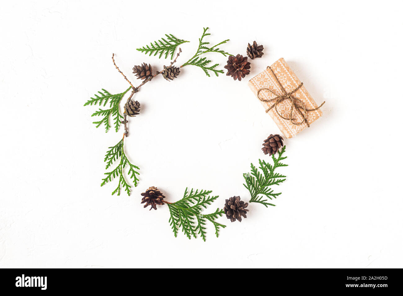 Christmas composition. Flat lay, top view, mockup. Stock Photo