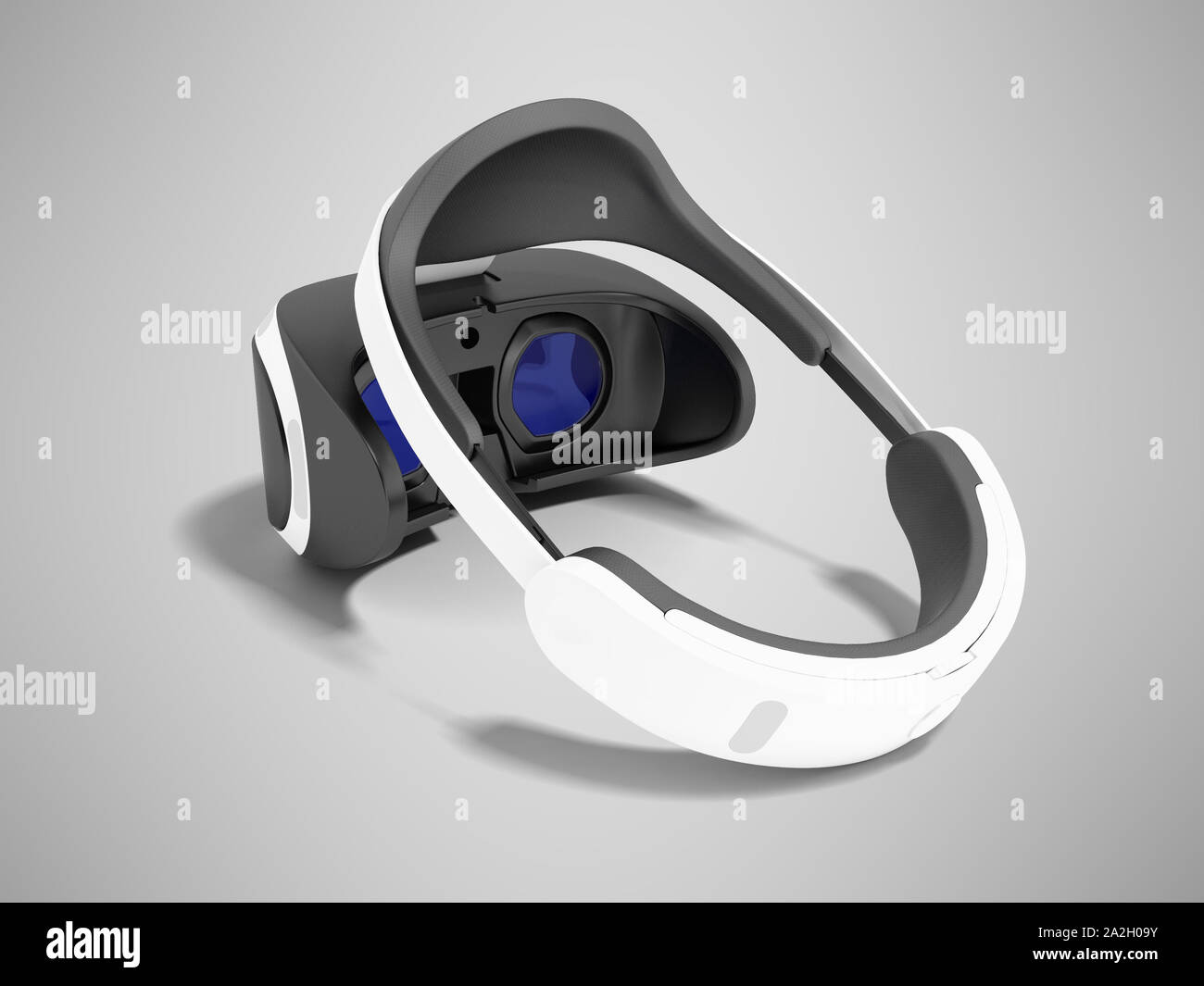 Virtual reality glasses white with black inserts 3D render on gray ...
