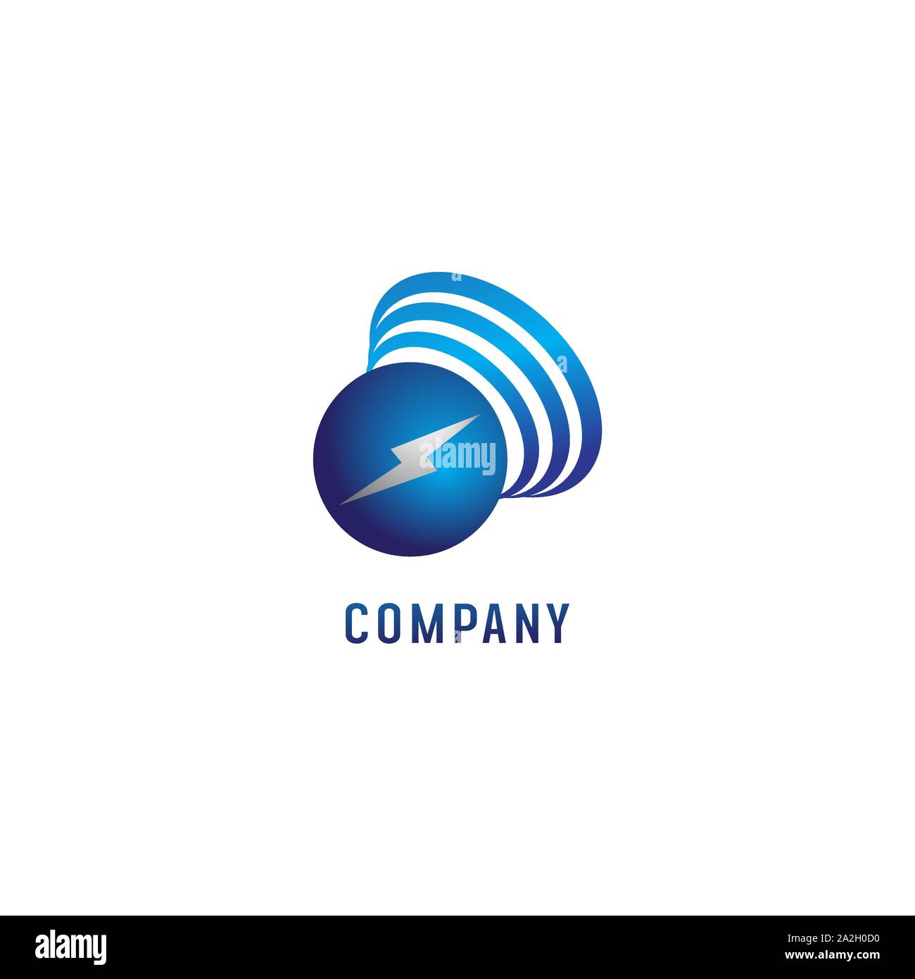 Globe Electrical Power Logo Design Concept, Company Logo Template, Thunderbolt Symbol, Radio Waves, Wifi Signal, Ellipse Shape, Lightning Bolt Icon Stock Vector
