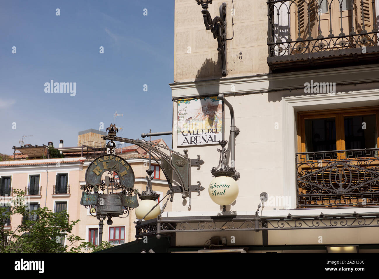 Detail of a building on the Calle de Arenal in Madrid, Spain Stock Photo