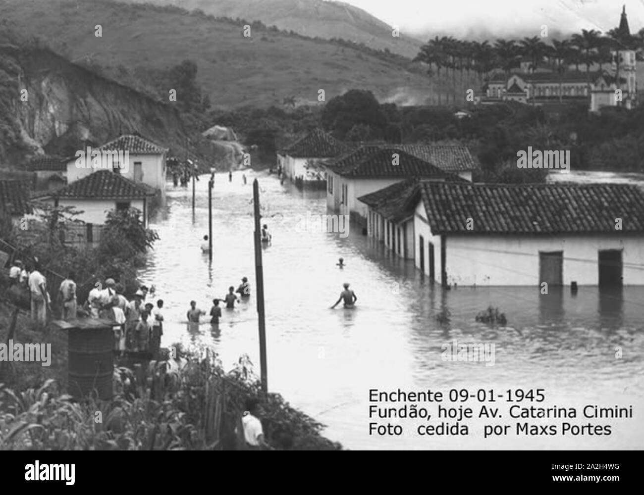 Enchente em Caratinga MG - década de 1940. Stock Photo