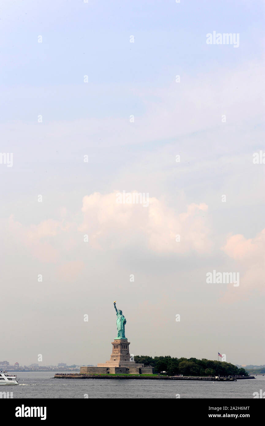 The Statue of Liberty Seen from the Hudson River Stock Photo