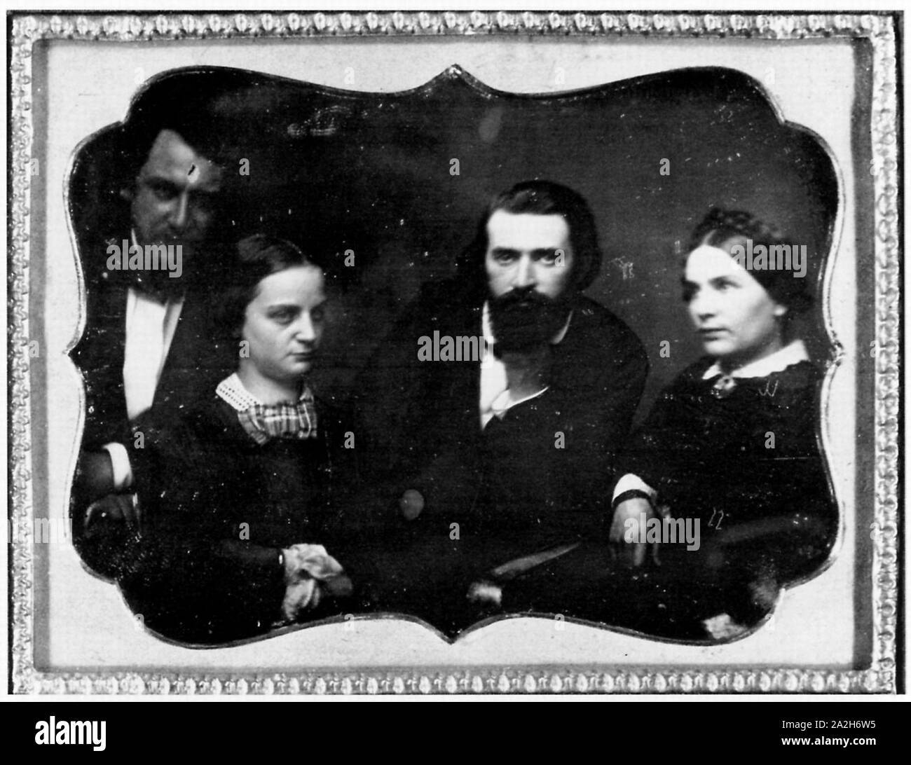 Englischer Photograph um 1850 - Gruppenbild unbekannter Personen Stock Photo