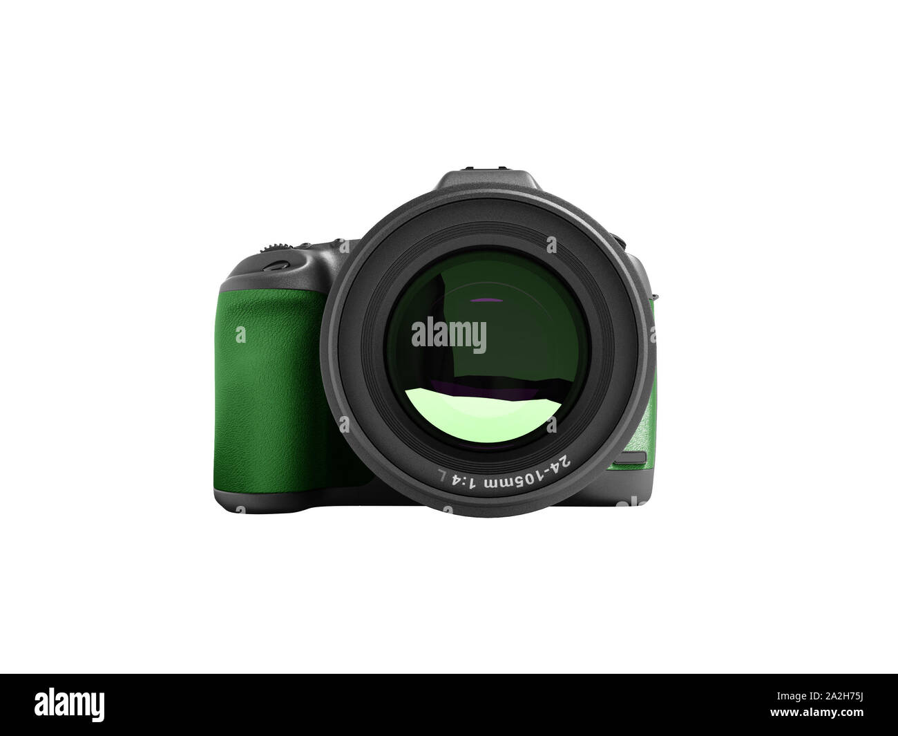 Modern green professional camera for nature photography front 3d ...