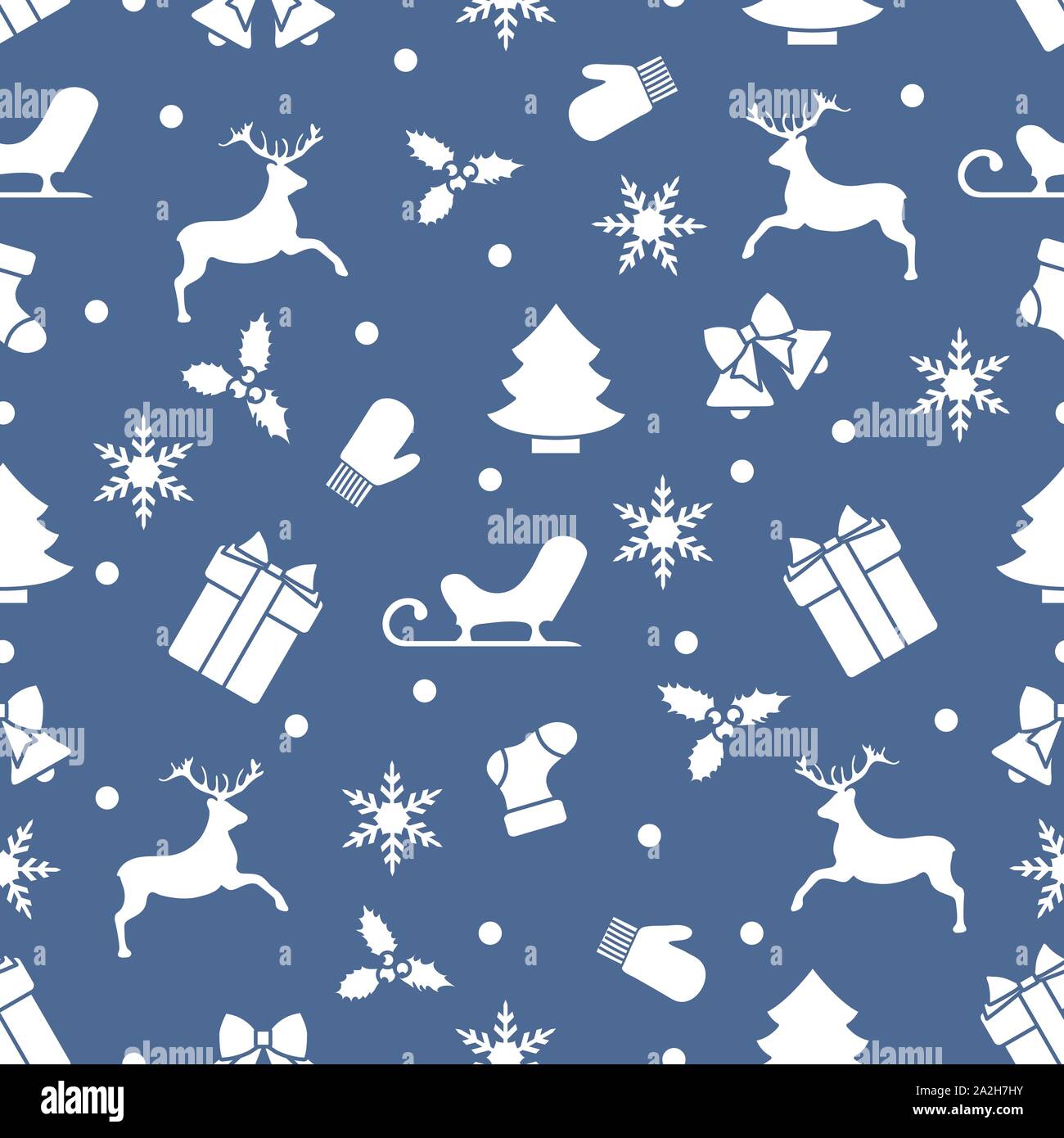 Merry Christmas Happy New Year 2020 Vector Seamless Pattern