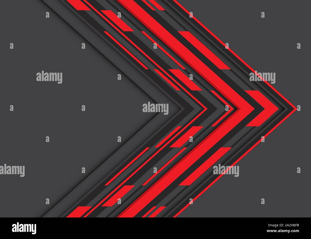 Abstract red black arrow geometric direction on grey blank space design ...