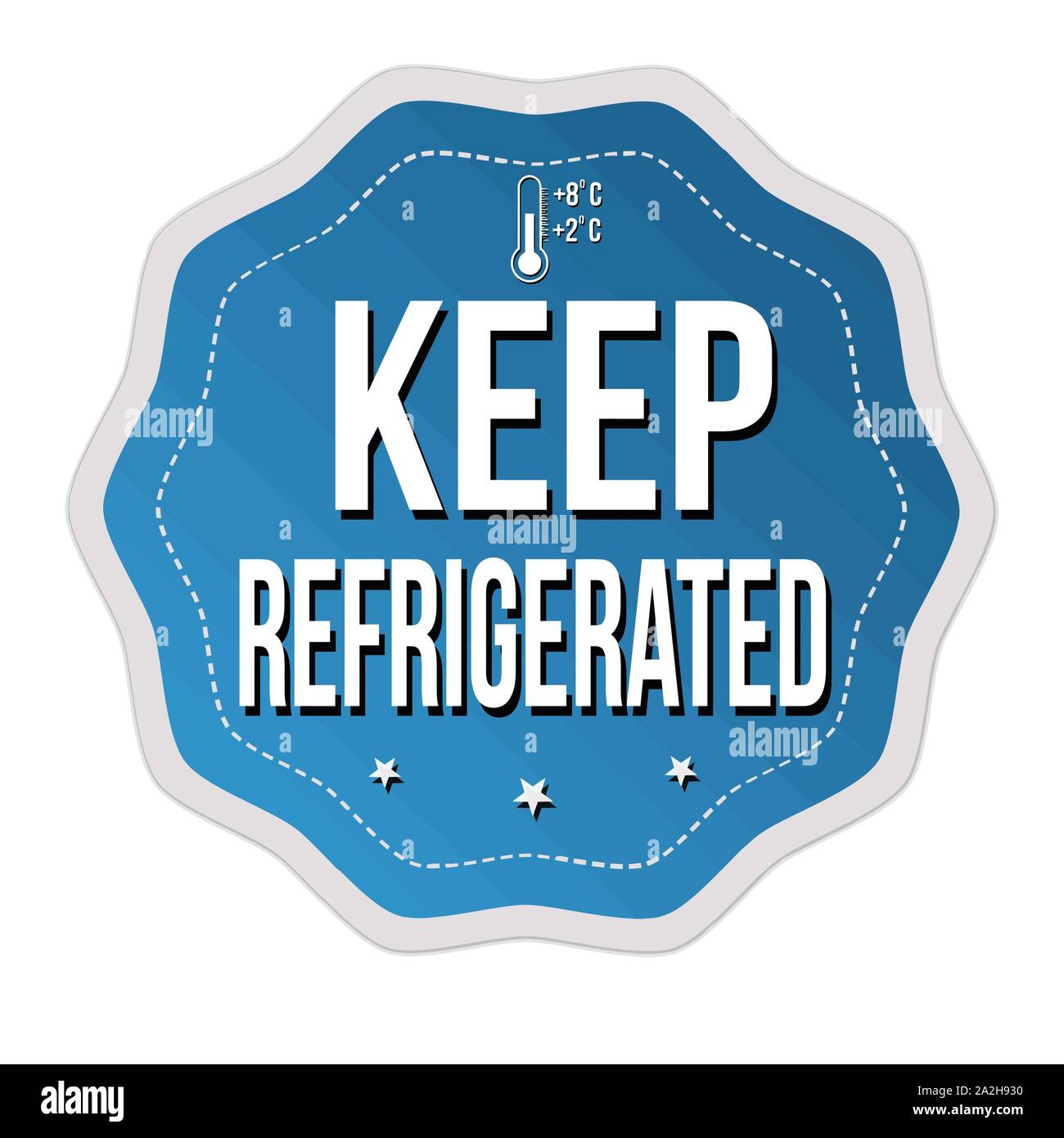 Keep refrigerated label or sticker on white background, vector illustration Stock Vector