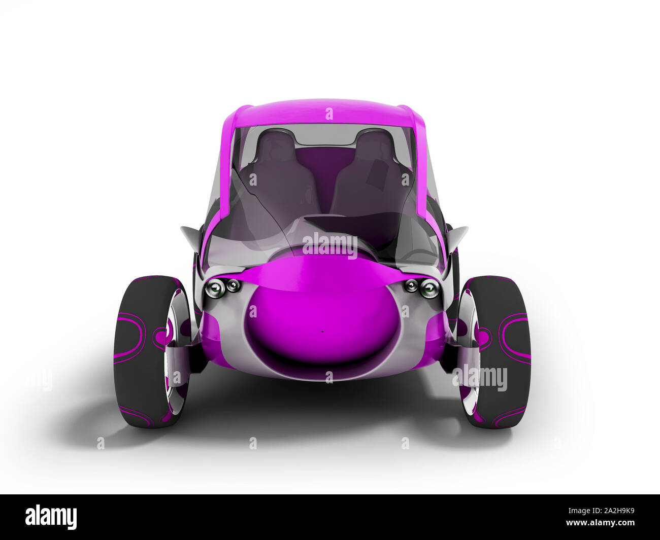 Modern electric car for travel on sidewalks of purple with white insets 3D render on white background with shadow Stock Photo