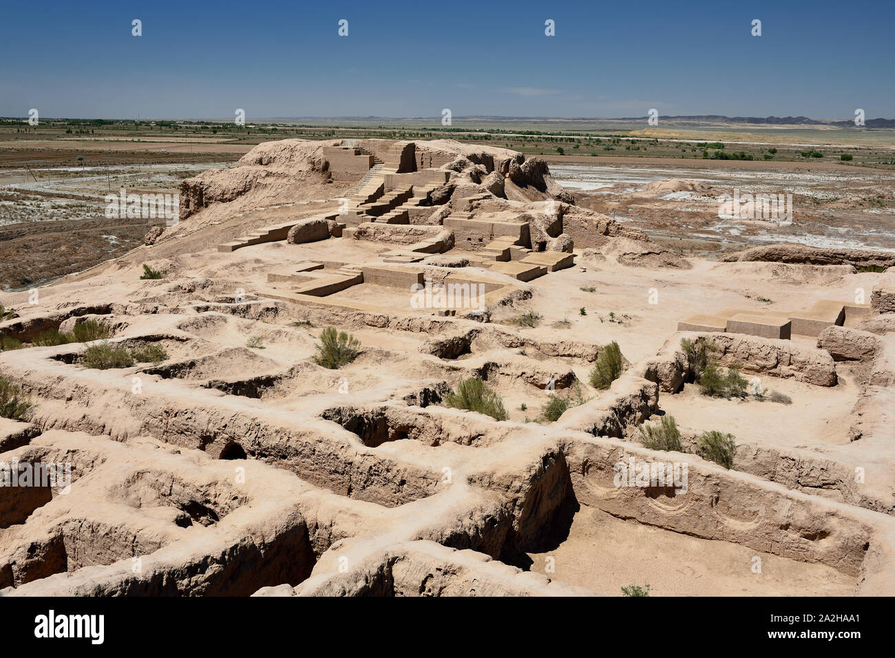 The ruins castles of ancient Khorezm – Toprak - Kala, of the Kushan Empire, Uzbekistan. Stock Photo