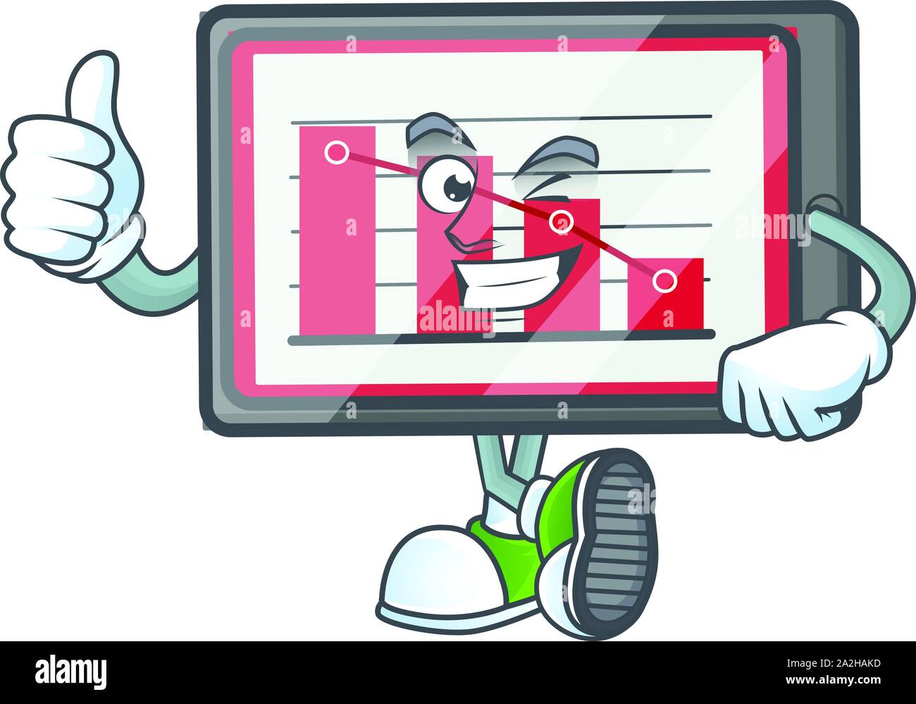Thumbs up down chart horizontal table in cartoon character Stock Vector