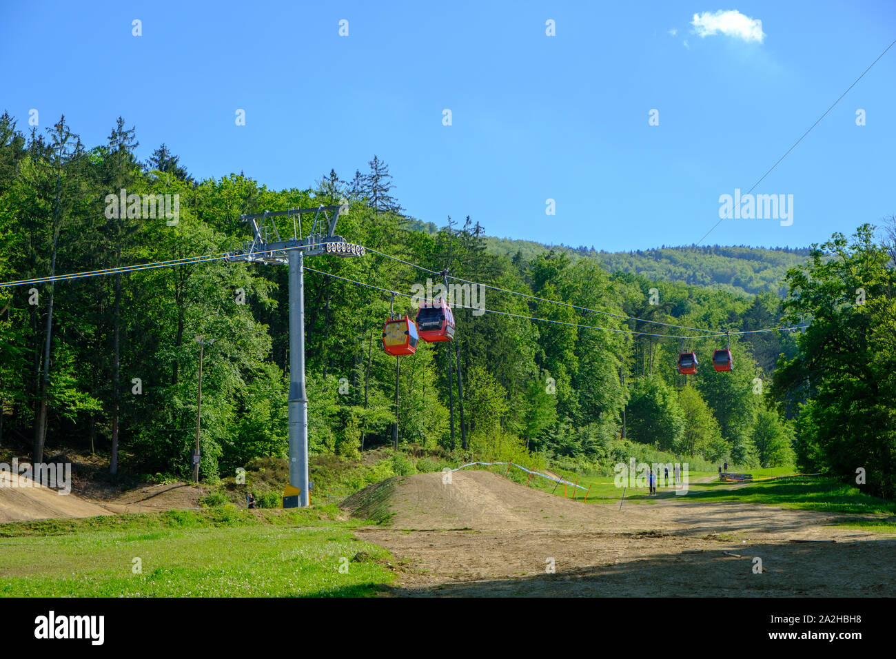 Maribor Slovenia May 2 2019 Red Cabins Of The Pohorska
