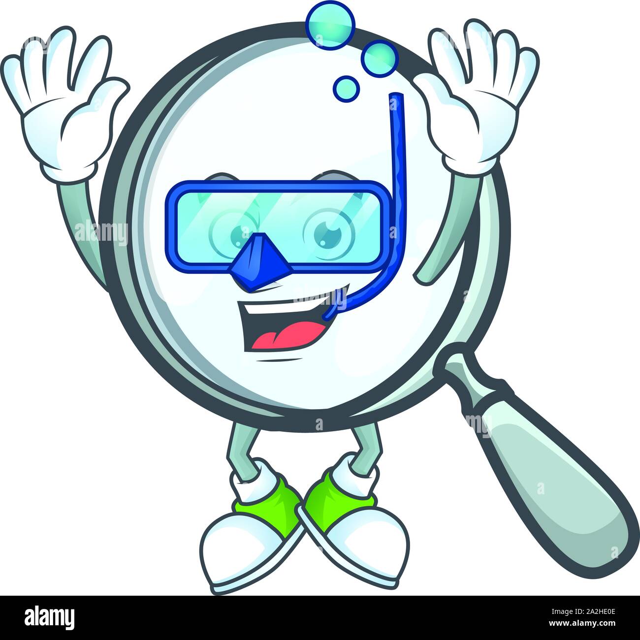 Diving magnifying glass isolated on white background Stock Vector Image