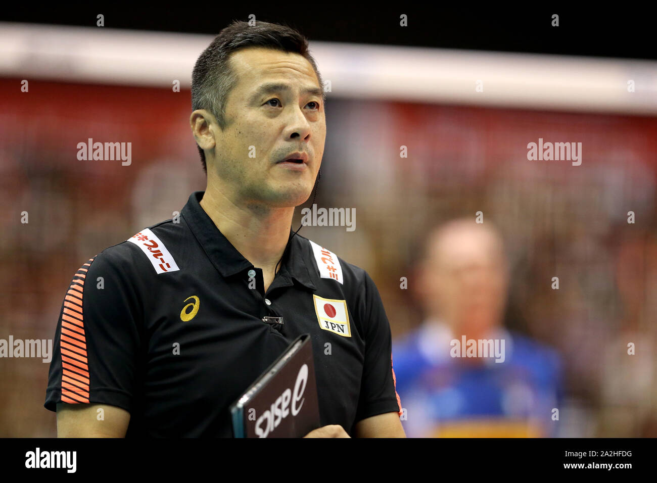 Head coach Yuichi Nakagaichi of Japan during the FIVB Volleyball Men's World Cup Round Robin match between Japan and Italy in Fukuoka, Japan, October 1, 2019. (Photo by Kiyoshi Sakamoto/AFLO) Stock Photo