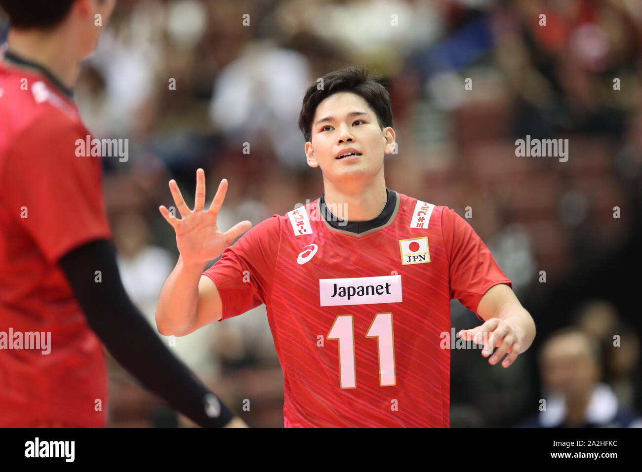 Fukuoka, Japan. 1st Oct, 2019. Yuji Nishida (11) of Japan during