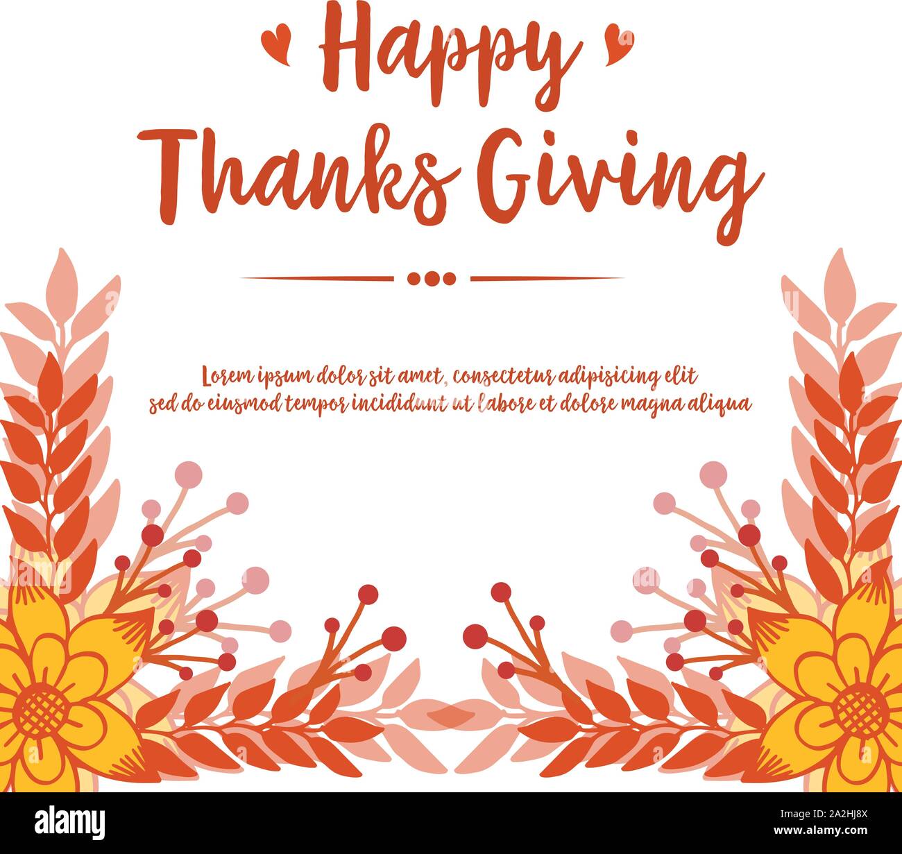 Simple autumn leaf flower frame, for card thanksgiving background ...