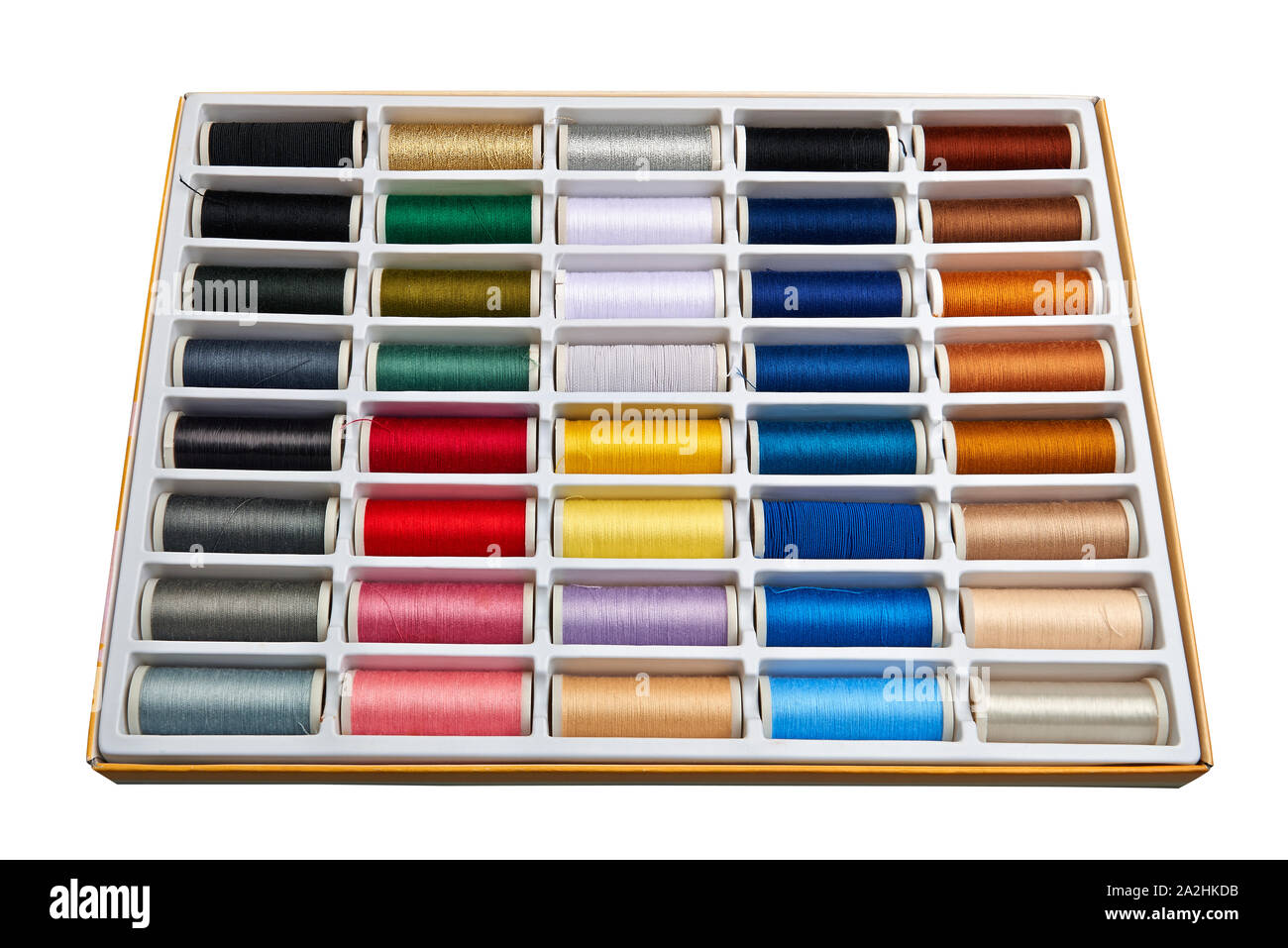 Sewing threads multicolored background isolated on white Stock Photo