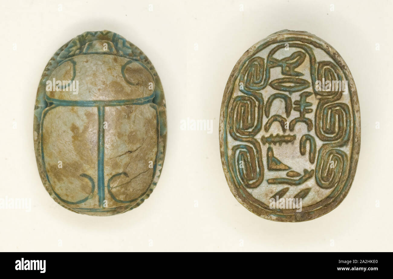 Scarab: Title (Greatest of the Tens of Upper Egypt) and Personal Name, Middle Kingdom, Dynasty 12, Reign of Senusret III–Sobekneferu (about 1870–1773 BC), Egyptian, Egypt, Steatite, 2.2 × 1.6 × 1.3 cm (7/8 × 5/8 × 1/2 in Stock Photo