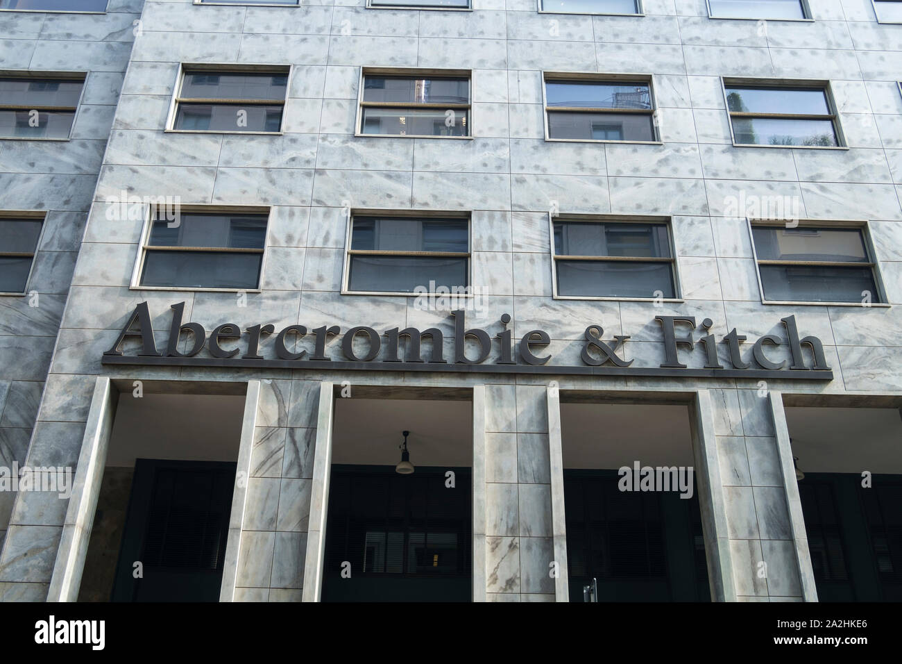 MIlano, Italy, august 2019. Abercrombie & Fitch sign logo on the building  Stock Photo - Alamy