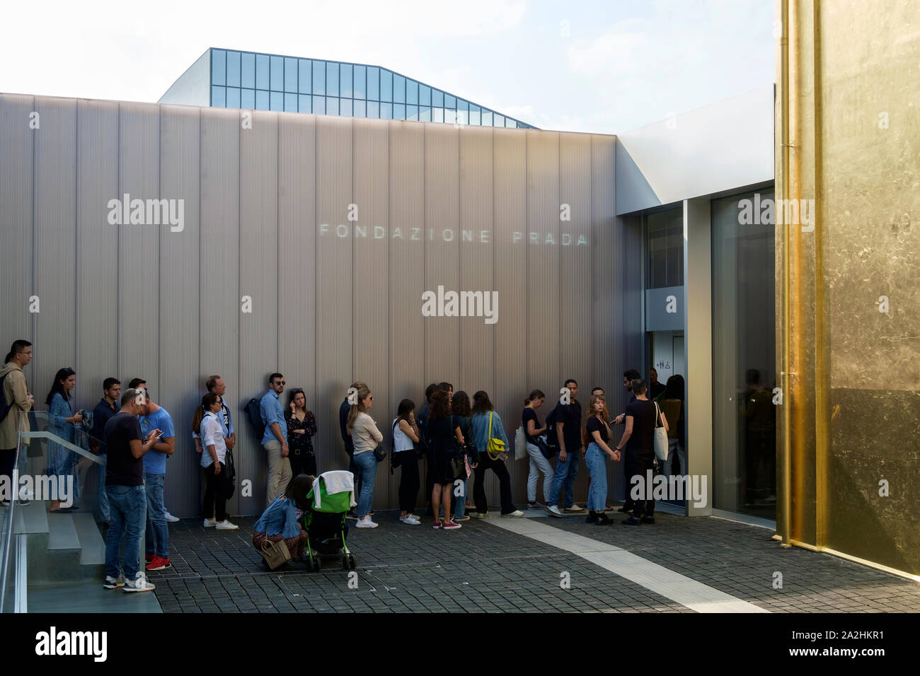Milano, Italy, august 2019. Fondazione Prada museum, queue at the ticket  point entrance Stock Photo - Alamy