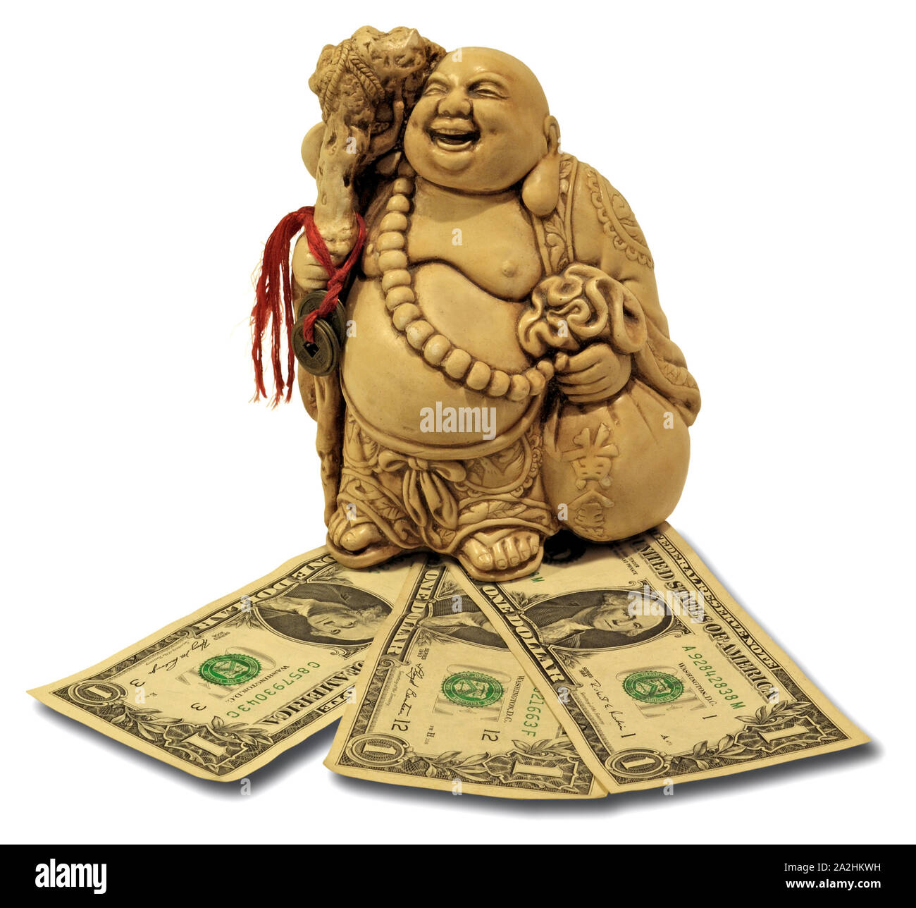Figurine of god of wealth isolated on white background Stock Photo Alamy