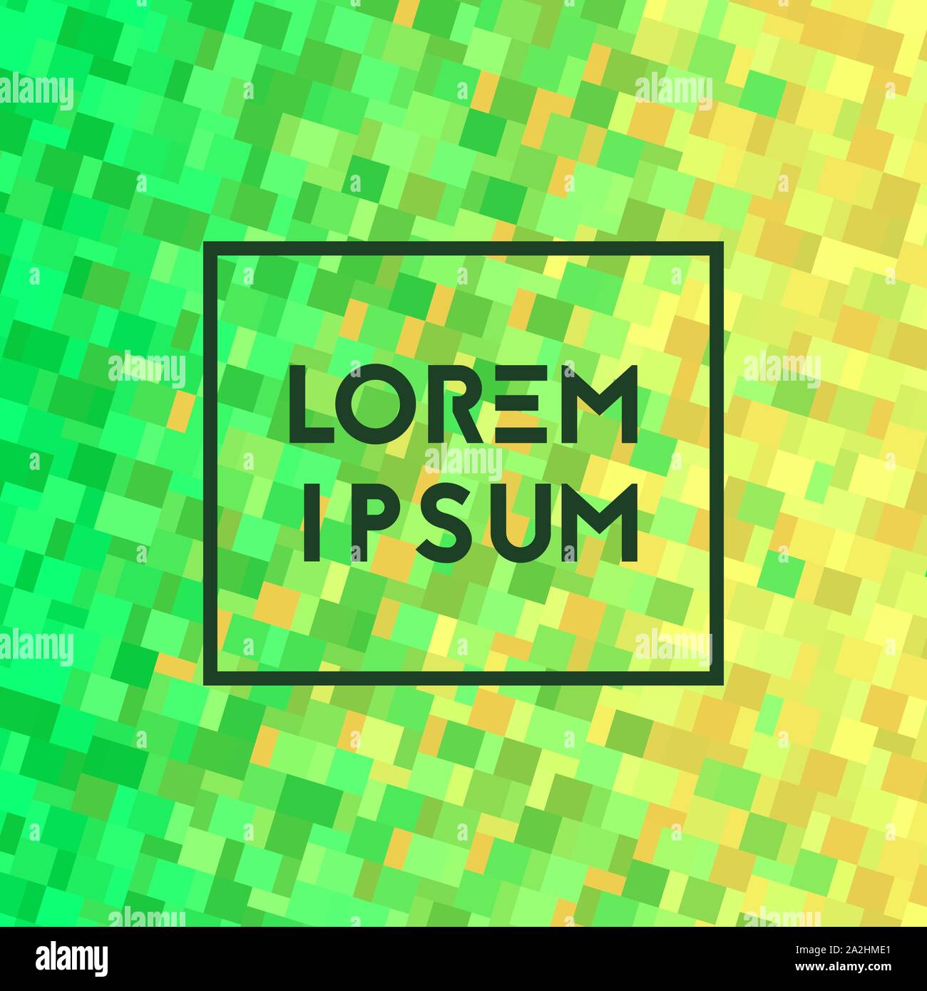 Background with square pixel texture. Vector illustration. Gradient green and yellow. Stock Vector