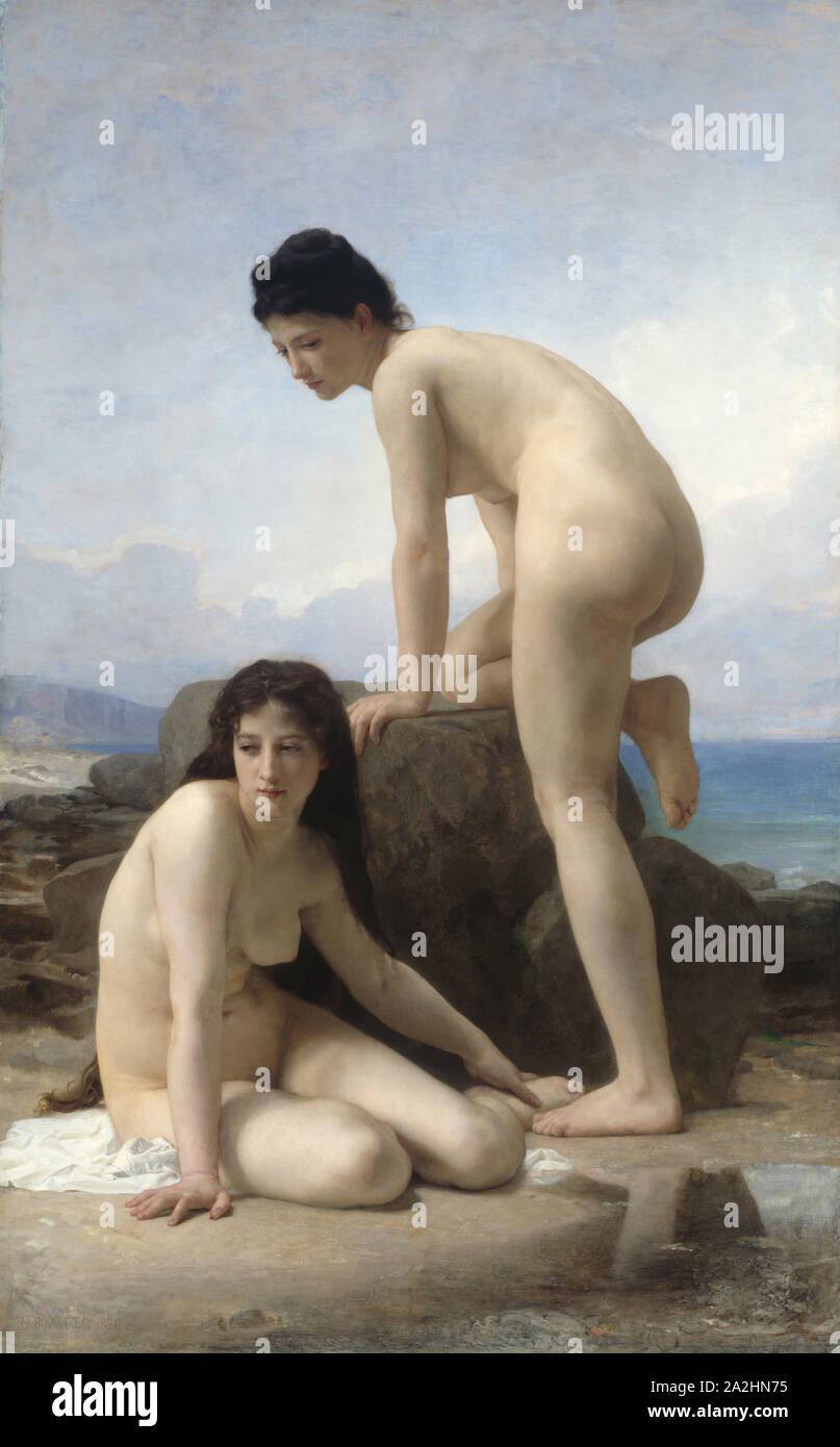 The Bathers, 1884, William Adolphe Bouguereau, French, 1825-1905, France, Oil on canvas, 200.7 × 128.9 cm (79 × 50 3/4 in Stock Photo