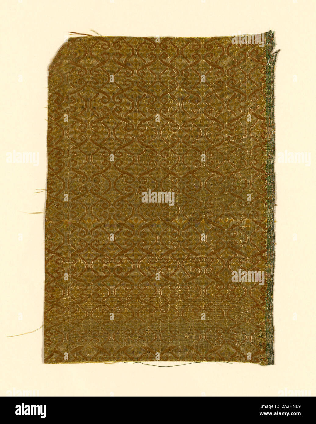 Fragment, 1625/75, Italy, Silk, warp-faced weft-ribbed plain weave self-patterned by complementary ground weft floats, 24.2 x 16.5 cm (9 1/2 x 6 1/2 in Stock Photo