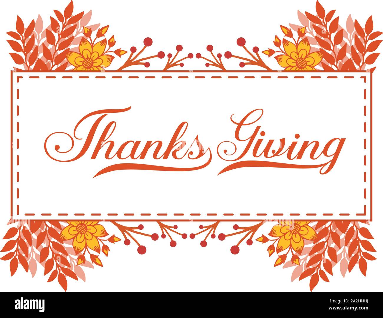 Template of poster thanksgiving, with plant of autumn leaf flower frame ...