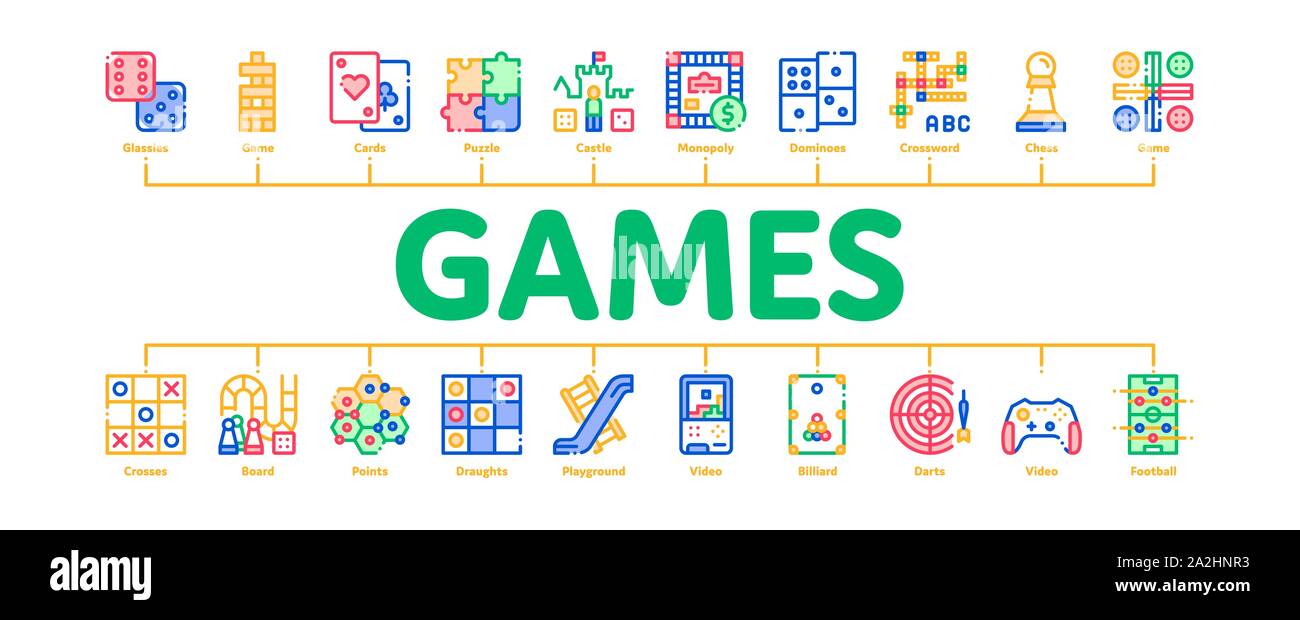 Interactive Kids Games Minimal Infographic Banner Vector Stock Vector