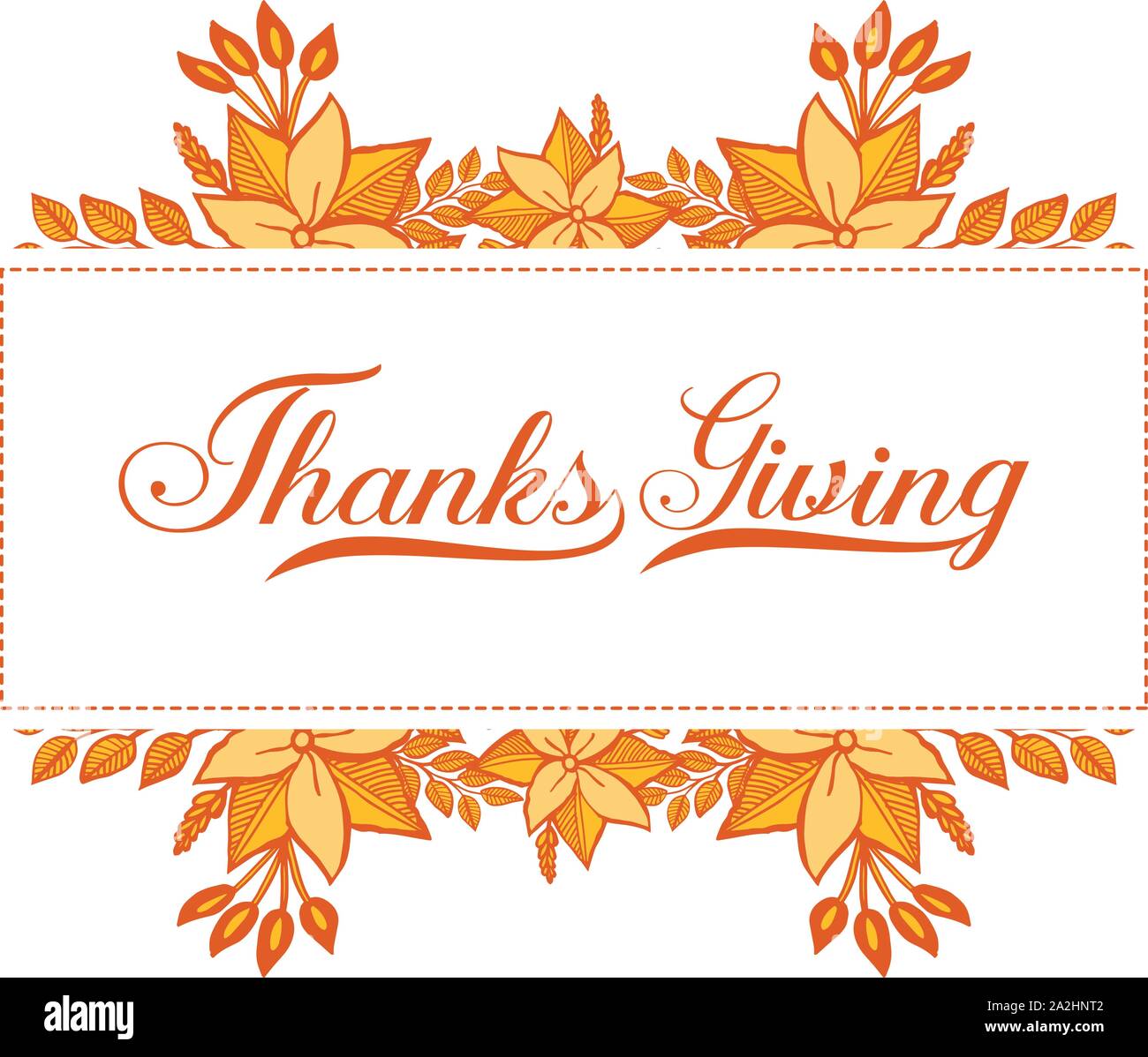 Lettering poster of thanksgiving, with autumn leaf flower frame. Vector ...